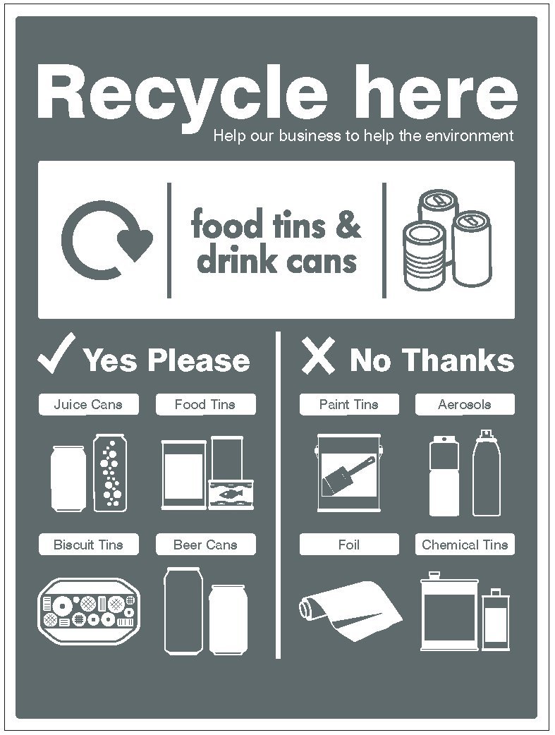 Caledonia Signs 26677H Sign, Food Tins And Drink Cans-Wrap Recycle Here