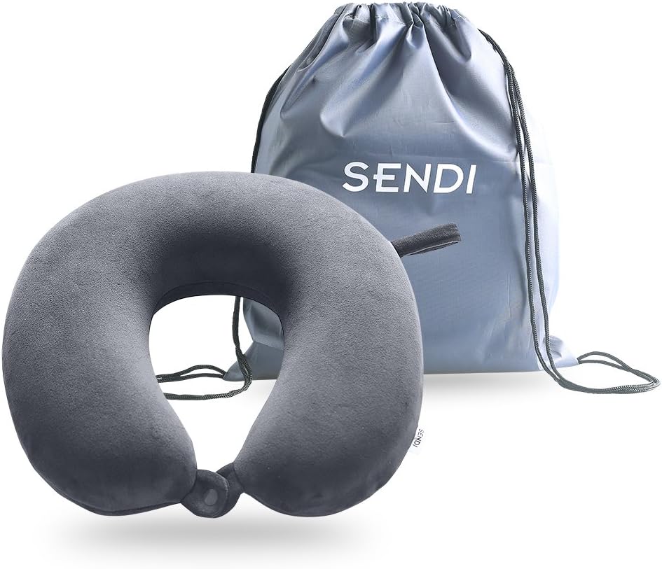 Travel Pillow Memory Foam Airplane Comfortable U Shape Neck Pillow with Bag, Grey