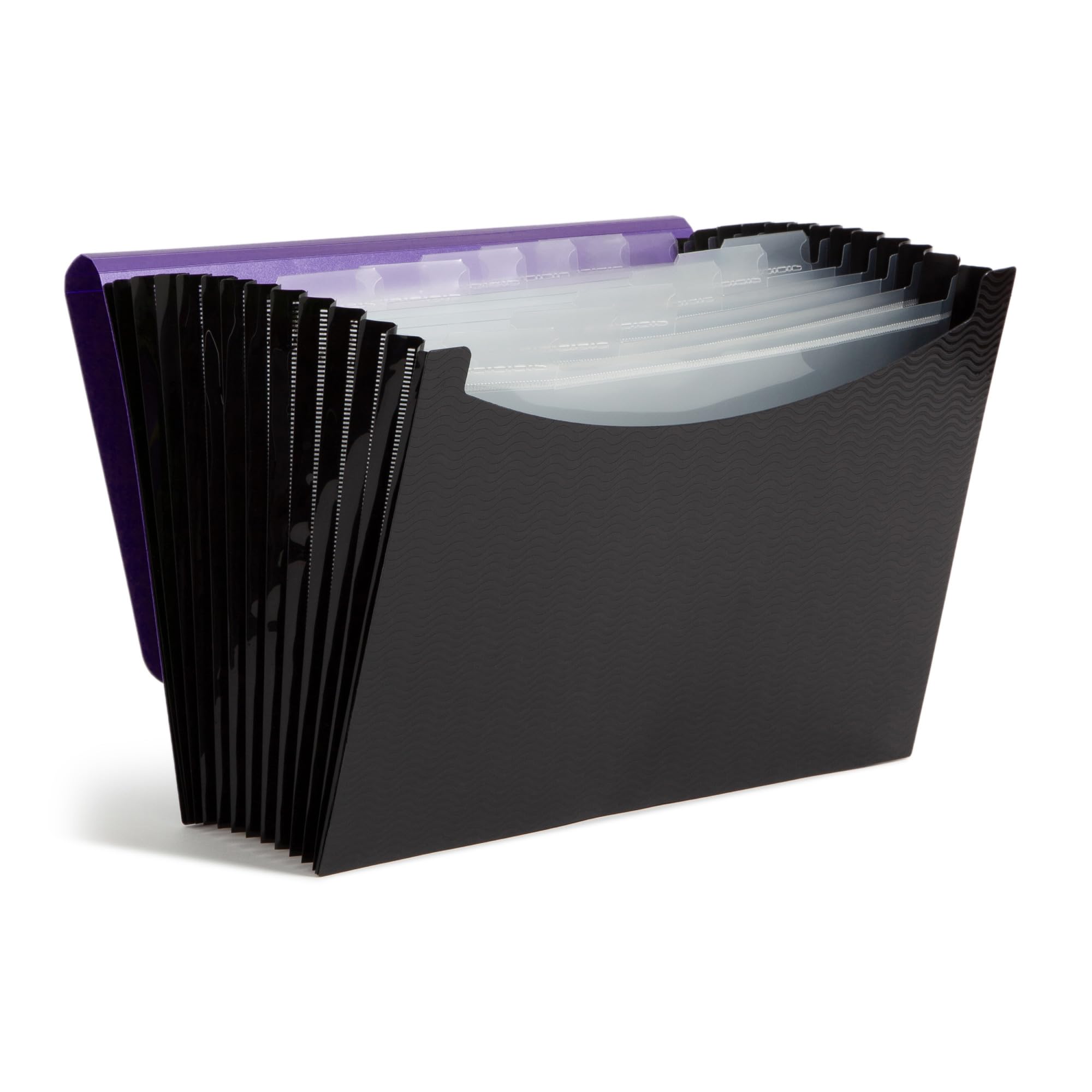 Smead Expanding File, 12 Pockets, Elastic Closure, Letter Size, Wave Pattern Purple/Black (70862)