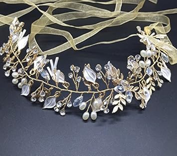 Tiare Fleur Dor Feuilles Couleur Et Rhinstone Fermeture