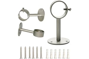 IHRDNNR Curtain Rod Brackets Heavy Duty Ceiling-Mount Rod Holders for Fits Rods up to 1 or 1.25 Inch Rods, Set of 3 (Silver)