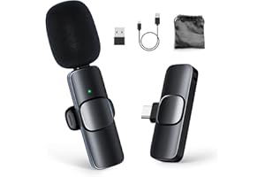 Moman Wireless Lavalier Microphone, USB-C Clip on Microphones for Video Recording, Mini Phone Mic for Interview YouTube Tiktok, Wireless Lepal Mic for iPhone 15, Android, Type-C Device