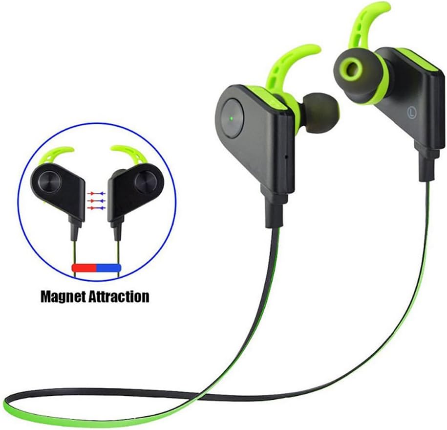 AvigoTech Wireless Bluetooth Sports Earbuds | Magnetic Control | v4.1+EDR Headphones with Microphone and Noise Cancelling | SweatProof – Black Green