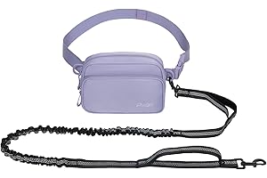RUNLIGHT Hands Free Dog Retractable Hands Free Dog Leash, Waist Running Leash with Zipper,Reflective Bungee Design for Small & Medium Dogs (Purple)