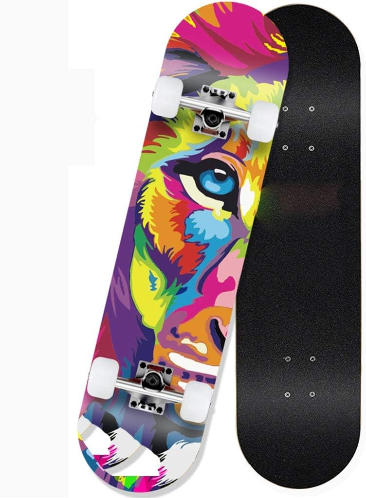 XIANWEI Skateboard Beginner Professional Travel Board Double-Curved Four-Wheel Outdoor Sports Toys (Color : Purple)