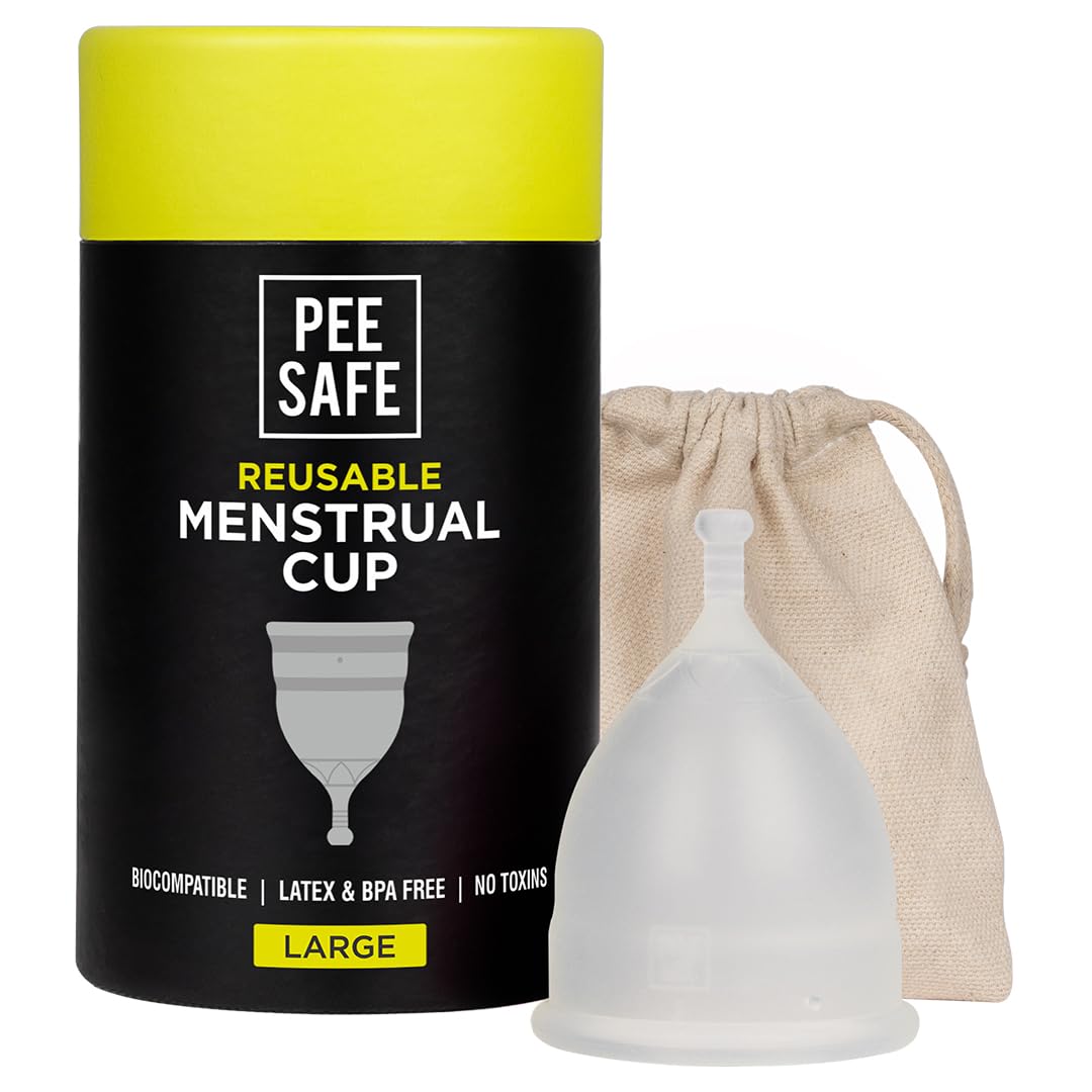 PEESAFE Menstrual Cups - Size B | Large - 18 Years & above(Have Given Birth Vaginally) - Leak-Proof - Safety of 100% Medical Grade Silicone - Storage Pouch Included - Menstrual Cup - Period Cup