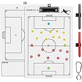 HIGHRAZON Magnetic Double-Sided Soccer Coaches Clipboard | White Dry Erase Tactics Board with Color Magnetic Stickers and 2 Markers, Great for Coaches Gift
