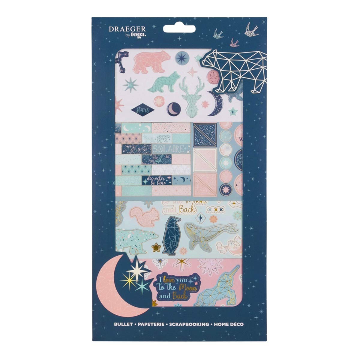 Toga Die-Cut Stickers and Shapes, Midnight Blue and Pastel Pink, 17 x 31 cm