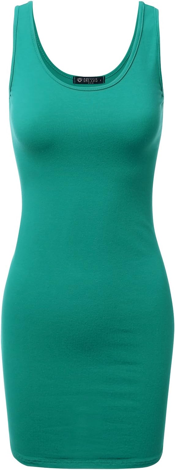 DRESSIS Womens Stretchy Sleeveless Tunic Mini Bodycon Tank Dress