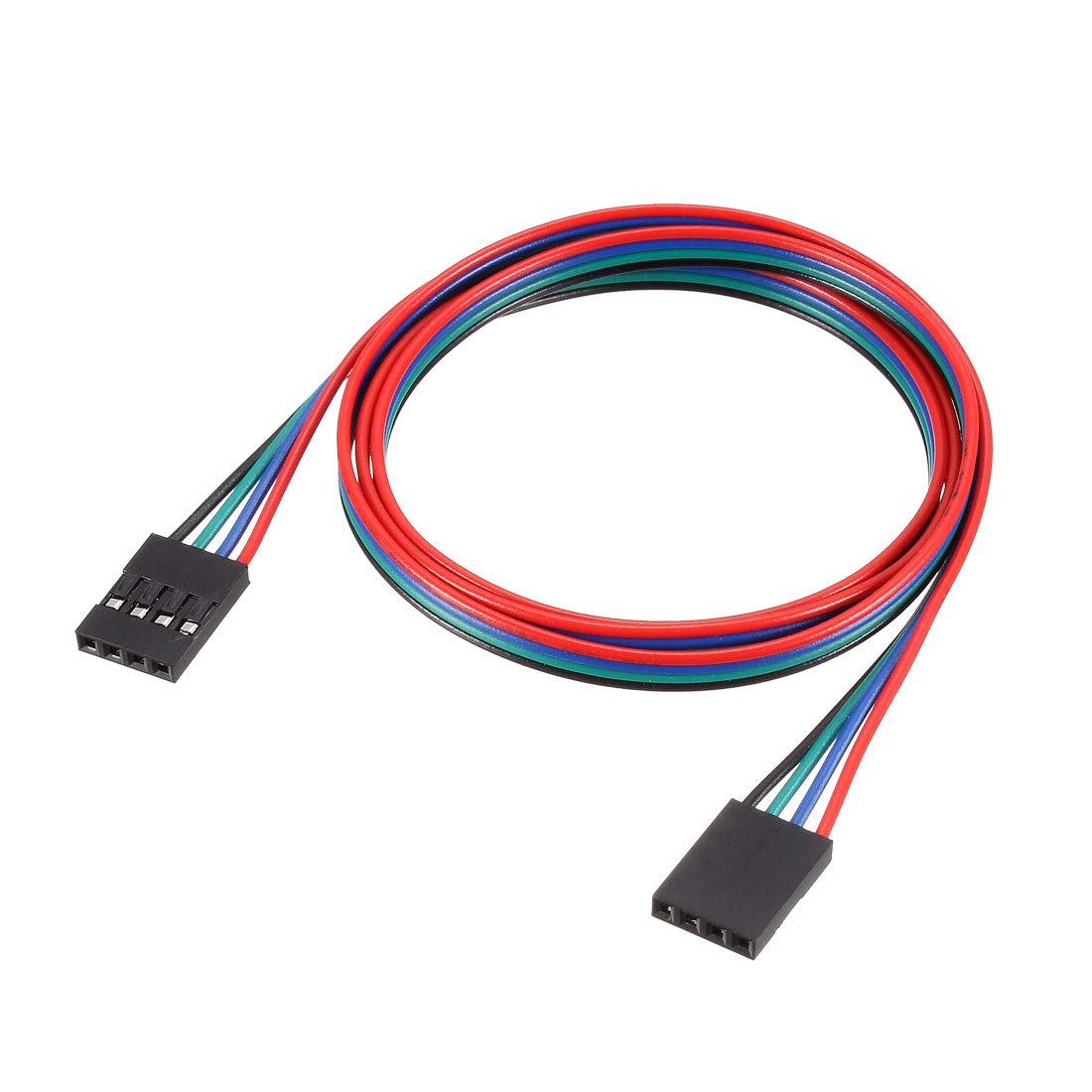 Uxcell Jumper Wire 4 Pins Female To Female 70cm Length 2.54mm Terminal Ribbon Cables Multicolor 5pcs