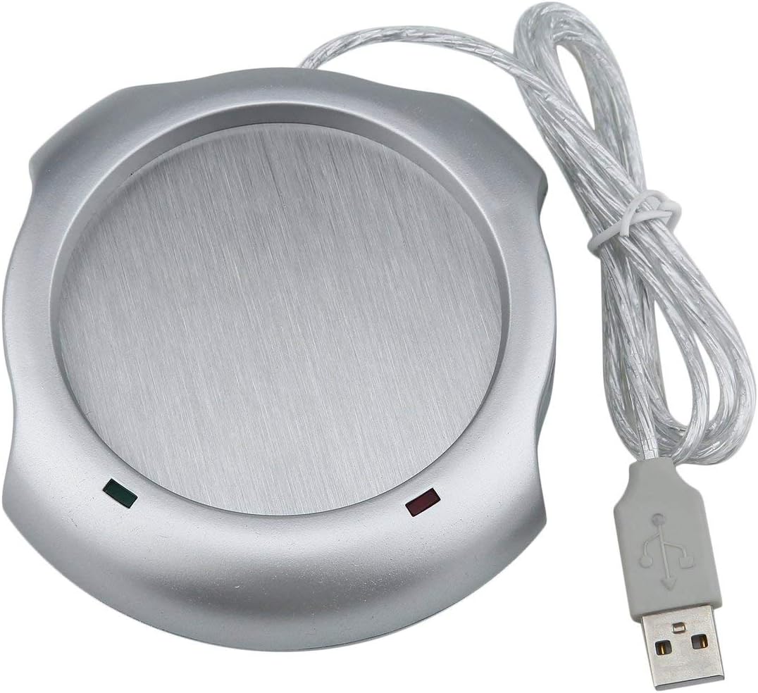 Beverage Cup Silver 4 Port USB Hub Tea Coffee Cup Mug Warmer 50°C Max Liquid Temperature Electric Warmer For PC Heater Pad - Silver
