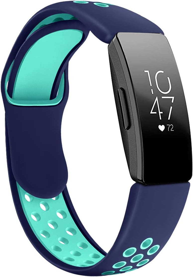 Sports Bands Compatible for Fitbit Inspire & Inspire HR for Men Women, Auswaur Silicone Replacement Sport Strap with Air Holes Compatible for Fitbit Inspire & Inspire HR Fitness Tracker- Blue Teal