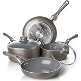 Moss &amp; Stone Pots and Pans Set Nonstick, 6-Piece Induction Cookware Set | Dark Grey Kitchen Cookware with Glass Lids Stay-Cool Handles, Frying Pans &amp; Saucepan for Gas, Electric &amp; Induction, PTFE/PFOA