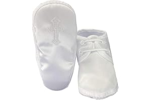 Swea Pea & Lilli Baptism Shoes for Boys - White Baby Booties with Celtic Cross for Christening - Zapatos de Bautizo