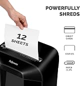 Fellowes LX85 12 Sheet Cross Cut Shredder 19L Bin Auto Reverse SafeSense UK view 3