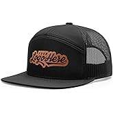 Custom Leather Patch Hat Flat Bill 7 Panel Trucker Laser Engraved