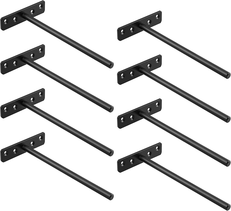Sayayo Floating Shelf Bracket 8 Pack 200mm Heavy Duty Black EJY8008B-8P
