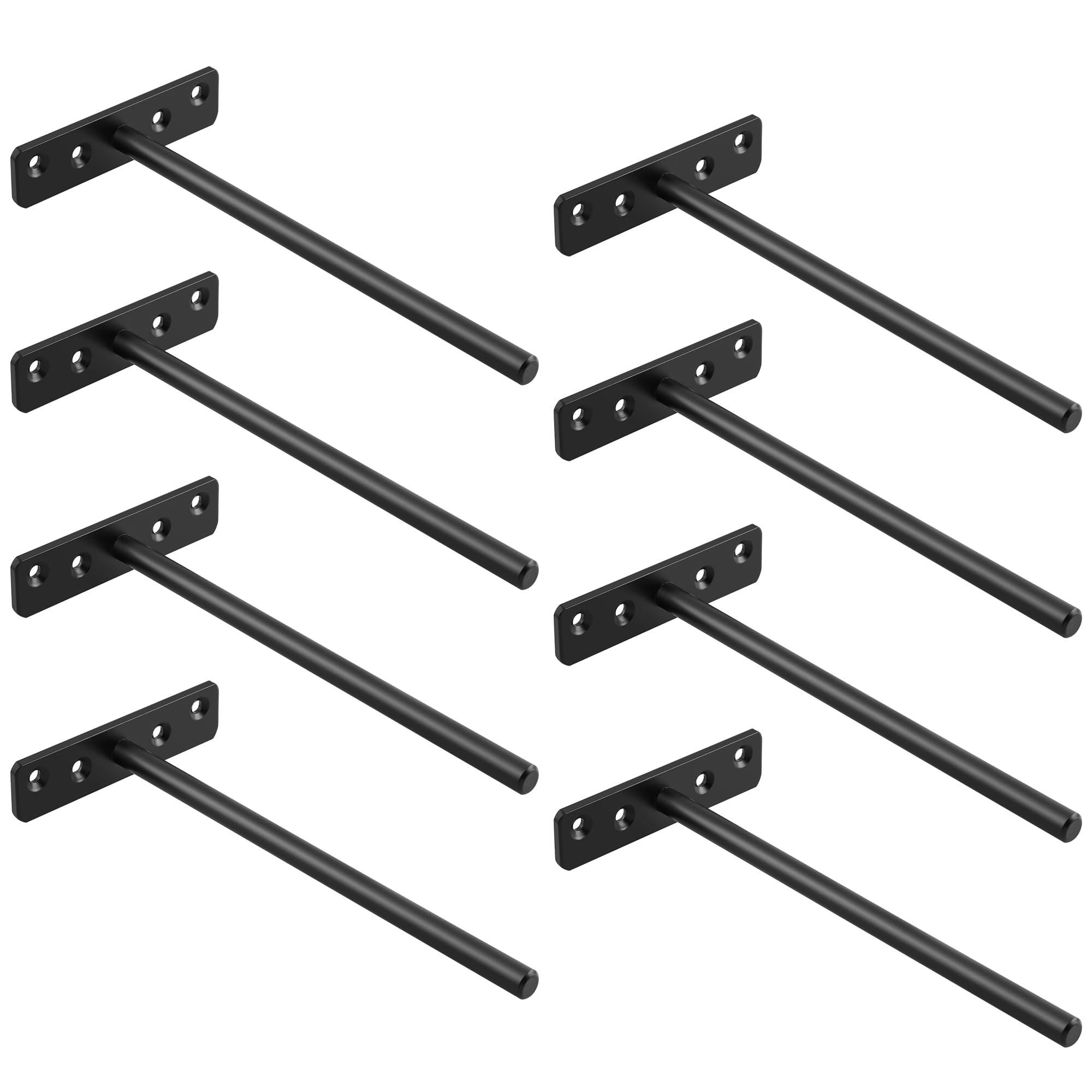 Sayayo Floating Shelf Bracket Heavy Duty Shelf Support Invisible Hidden Wooden Brackets for Shelves Wall Mounted, 200MM Length/8-inch Metal Black Finish 8 Pack, EJY8008B-8P