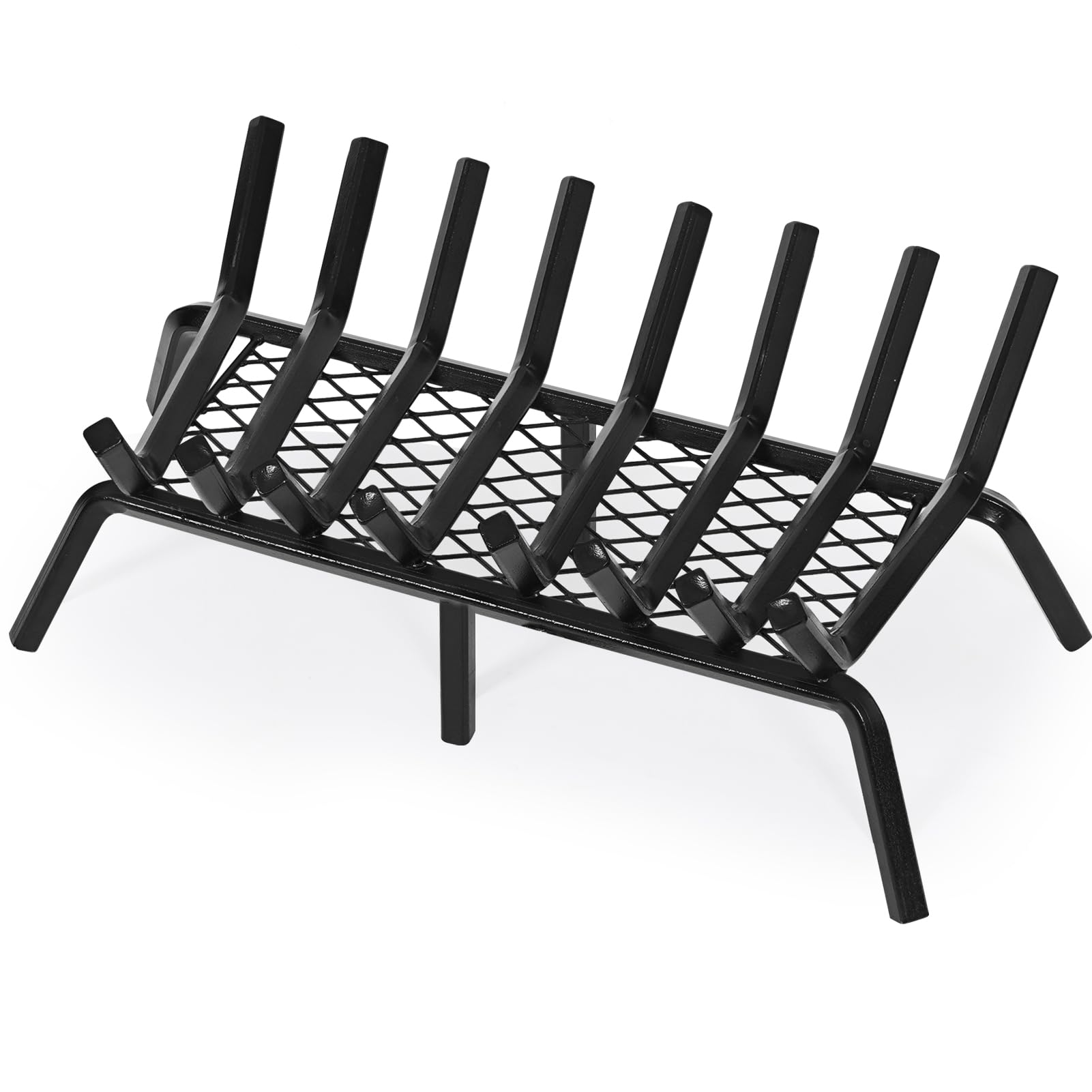 G GOOD GAIN Fireplace Grate with Ember Retainer, 28" Heavy Duty Steel Indoor, Chimney Hearth Wood Stove Rack Holder,1/2 Bar Fire Place Asseccories for Outdoor, Fire Pits, Camping. Image