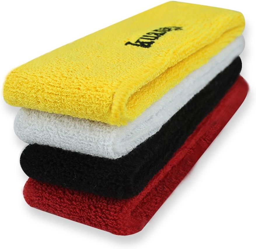 Tofern 4 PCS Cotton Sports Basketball Headband Sweatband Head Sweat Band Brace