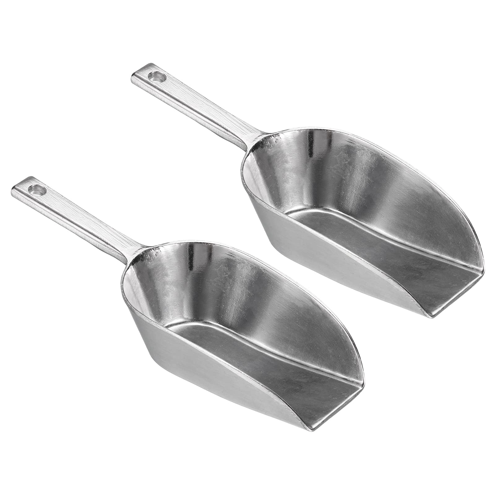 PATIKIL Ice Scoops, 2 Pack Aluminum 5.12" Small Ice Maker Flour Cereal Sugar Utility Shovel for Kitchen Bar Party, Silver Tone