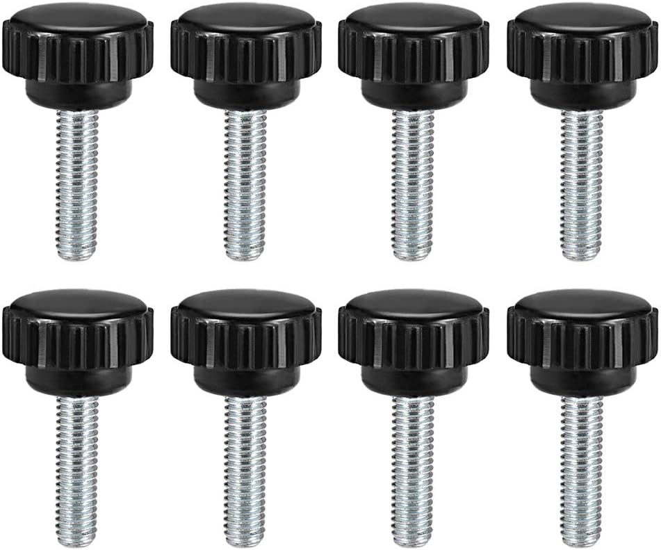 sourcing map M6 x 20mm Metric Male Thread Knurled Clamping Knobs Grip Thumb Screw on Type Hand Clamping Handle Bolt with 21mm Plastic Knobs Black 8 Pcs