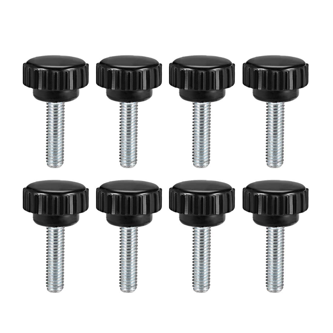 sourcing map M6 x 20mm Metric Male Thread Knurled Clamping Knobs Grip Thumb Screw on Type Hand Clamping Handle Bolt with 21mm Plastic Knobs Black 8 Pcs