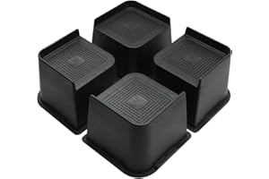 MXMZHXU Bed Risers 2 inch, 3 inch, 4 inch, 6 inch or 8 inch Heavy Duty Furniture Risers, Up to 6000 Lbs L Shaped Design Bed Lifts Blocks for Couch Desk Sofa Table (Black, 4 Inch 4 Pack)