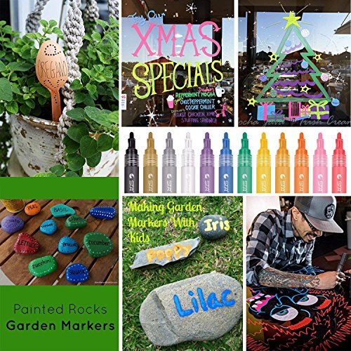 12 Colors Acrylic Paint Markers Pens,Permanent Paint Pen Art Markers Set for,Can be Used Body Painting,Rock Painting,Mug,Glass Painting Writing, DIY Craft Projects,Metal,Porcelain,Canvas (12 / Pack