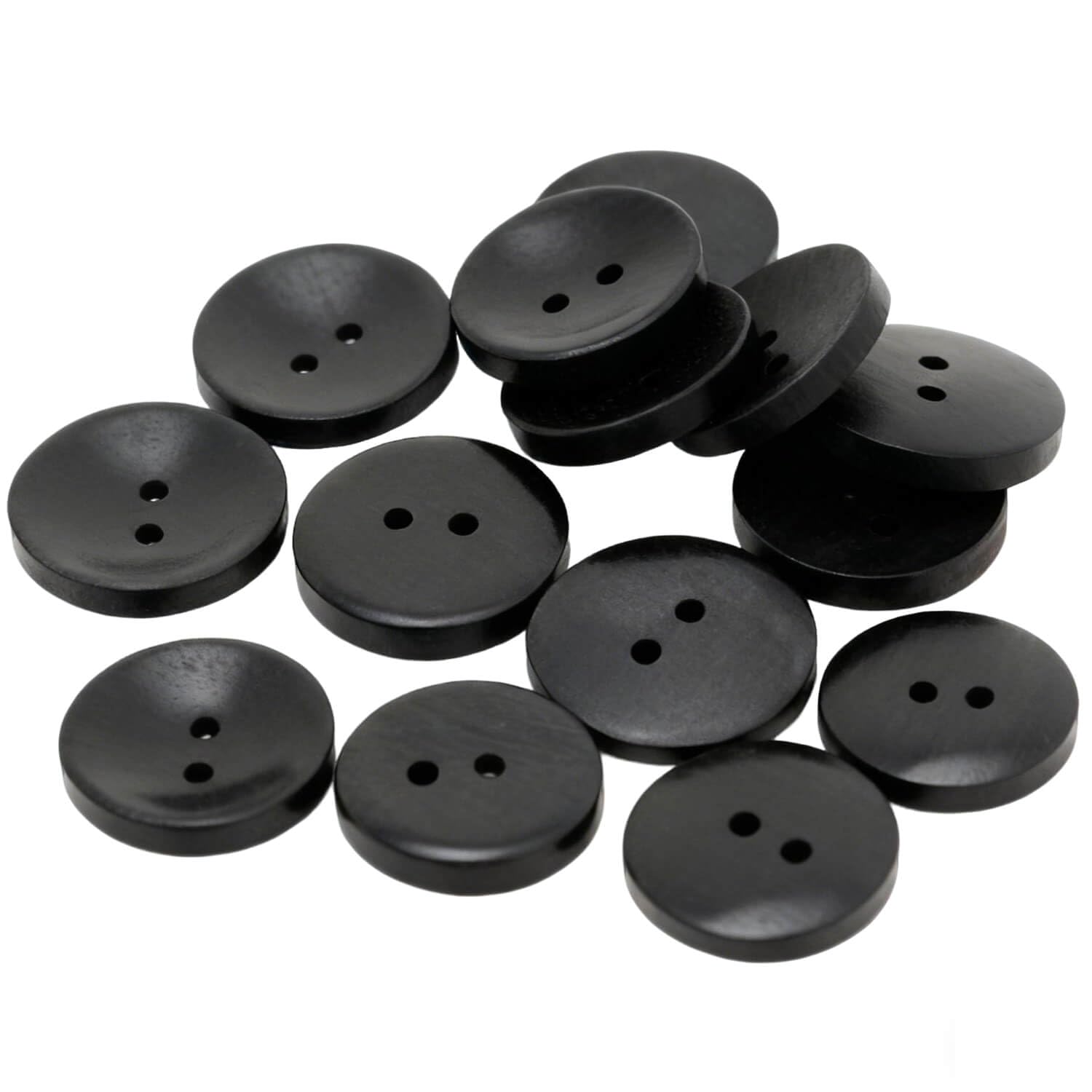 Amanaote Black Wooden Button Round 25mm Diameter with 2 Holes for Craft Sewing DIY Pack of 30