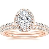 EAMTI 1.5CT 925 Sterling Silver Cubic Zirconia Bridal Rings Sets Oval Cut CZ Engagement Rings Wedding Band For Women Size 4-10