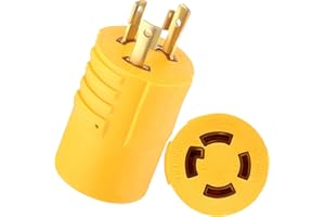 Kanayu Adapter Compatible with NEMA L5-30P to L14-30R, 3 Prong to 4 Prong Generator Transfer Switch Adapter, 30 Amp L5-30P Male Generator Locking to L14-30R Female House Inlet Box