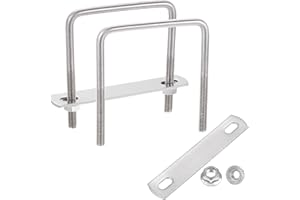 uxcell 2 Set 2-9/16" Inner Wide Square U Bolts, 3-1/8" Length 304 Stainless Steel U-Bolts with Flange Hexagon Nuts, Frame Pla
