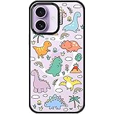 MOSNOVO for iPhone 17 Case | Compatible with Magsafe | Military Grade 10ft Drop Tested | Camera Control | Clear Black with Dinosaur Land Design