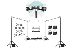 JS JULIUS STUDIO Julius Studio [Enhanced Heavy Duty] 30.5 x 10 ft. (W x H) Backdrop Stands, 300° Degree Crossbar Rotatable Angle Adjustable Triple Crossbar Extender Mount, Strong & Sturdy Background Frame, JSAG795