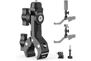 NEEWER Motorcycle Bike Handlebar Clamp Mount, Heavy Duty Clip Holder, 1/4" Screw & 3 Prong Adapter Compatible with Insta360 X
