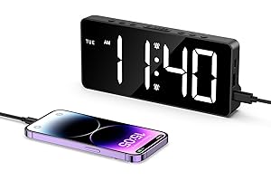 KeeKit Digital Alarm Clock, Electronic LED Alarm Clock with Dual Alarms, Digital Desktop Clock with 5 Adjustable Brightness, 