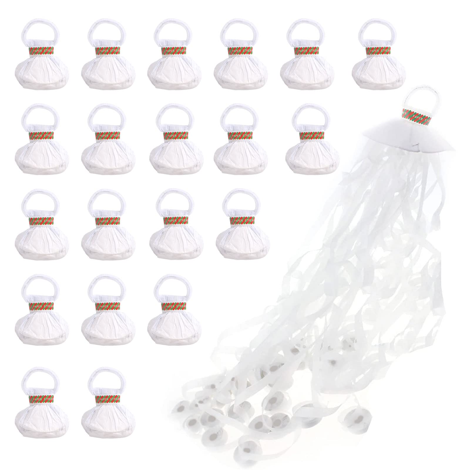 URROMA 20 PCS White Throw Streamers for Party, Hand Toss Streamers No Mess Magic Spider Silk White Throw Ribbon for Atmosphere Props Wedding Party