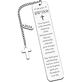 Bromirar Baptism Bookmark, Christian Bible Bookmarks, Stainless Steel, Silver, Medium, 5.11x1.02 inches, 1 Count