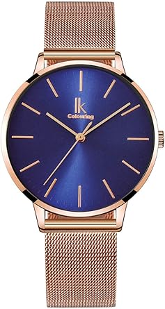 Alienwork IK Minimalist Reloj Mujer Ultra-Delgada Banda de Malla