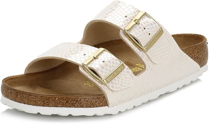 shiny snake cream birkenstock arizona