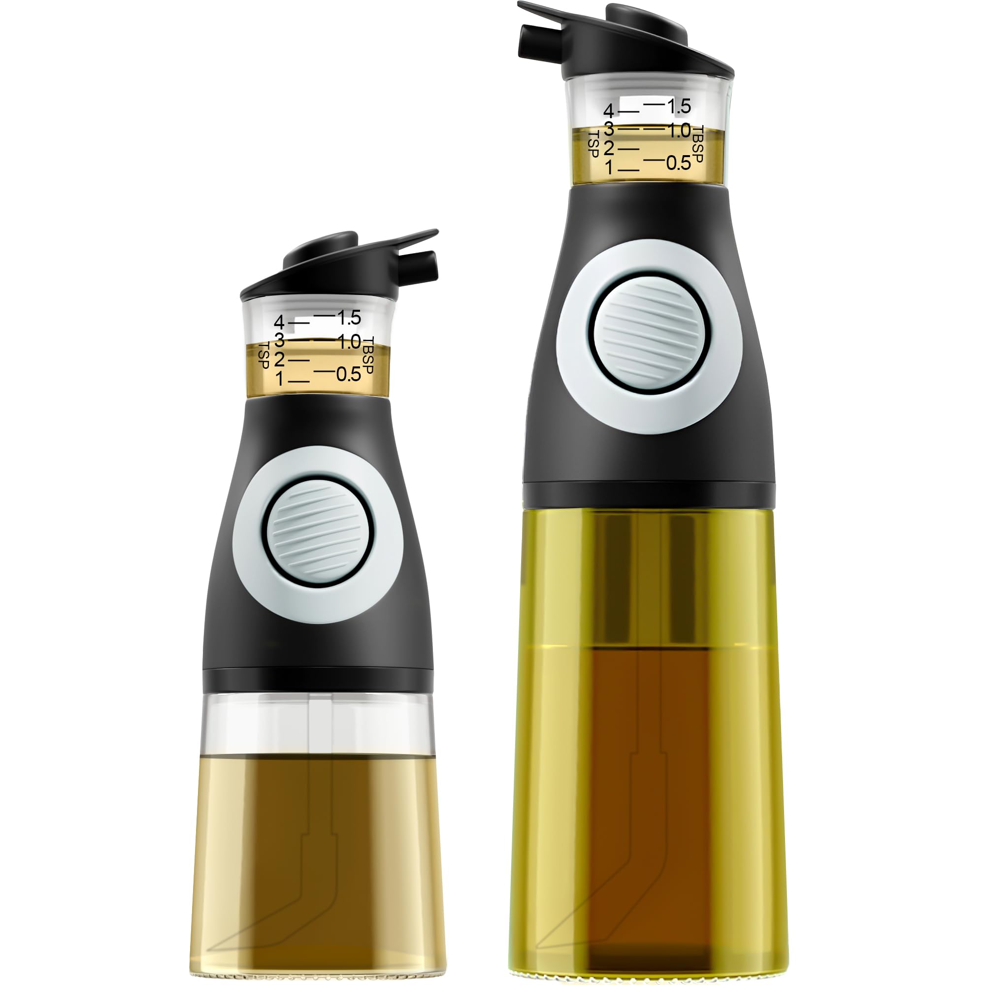 Photo 1 of Oil and Vinegar Dispenser Set - Glass Olive Oil Cruet Bottles with Measuring Cup - Non-Drip Kitchen Dispenser for Cooking, Salad Dressing, and Meal Prep - 2 Dishwasher-Safe Containers