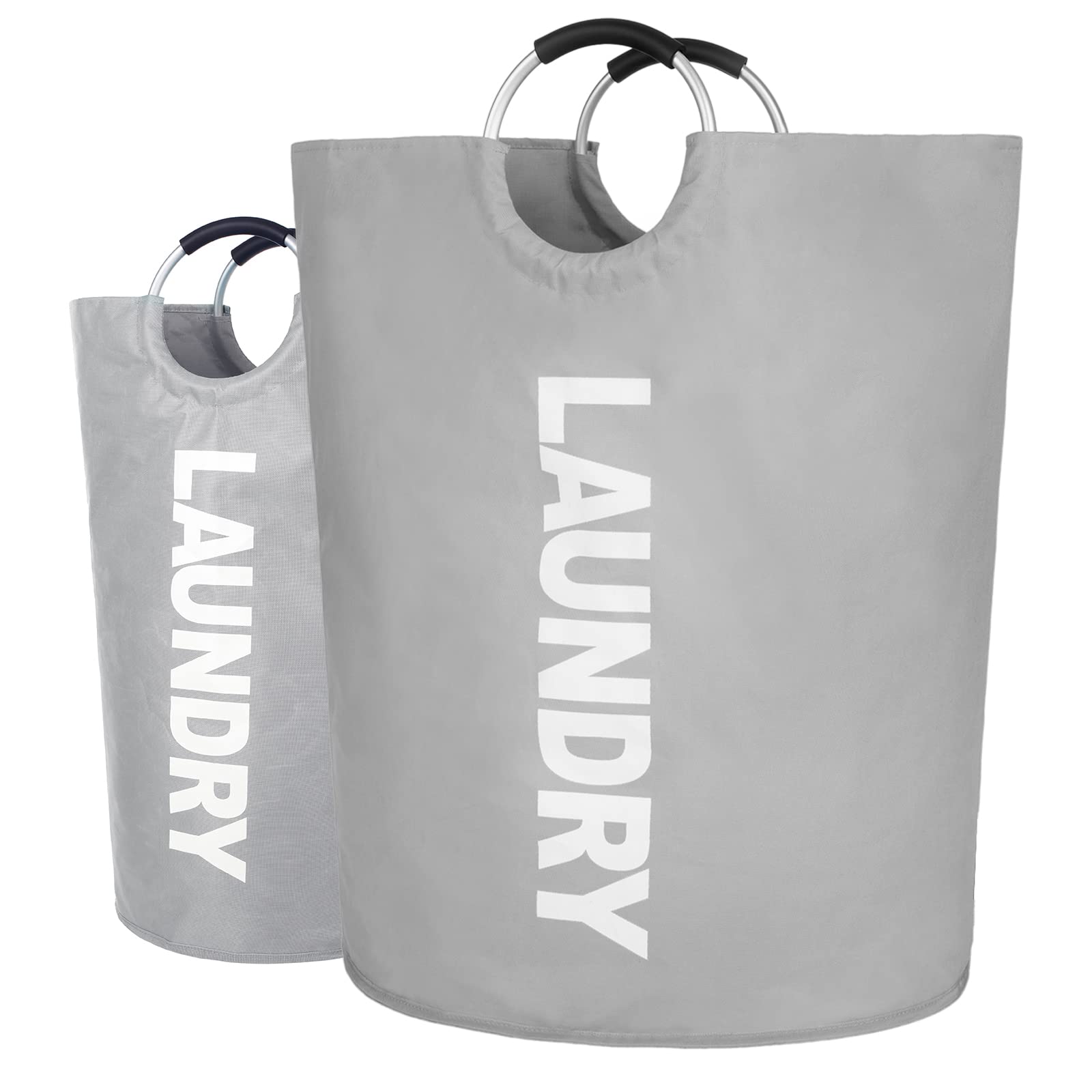 Twira 160L XX-Large Laundry Baskets, Laundry Hamper Stands Up Well, Laundry Bag with Padded Handles, Waterproof Laundry Basket Collapsible, Clothes Hamper for Bathroom, Laundry, College (Light Grey)