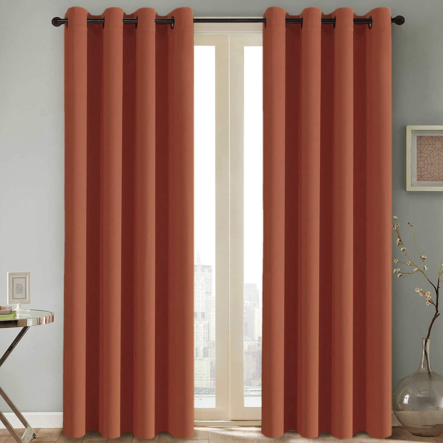 Window Treatments - H.VERSAILTEX Holiday Decor Thermal Insulated Blackout Curtains for Bedroom Room Darkening Nursery/Baby Care Curtains,Grommet Panels, 52 by 84 - Inch - Orange - Set of 2