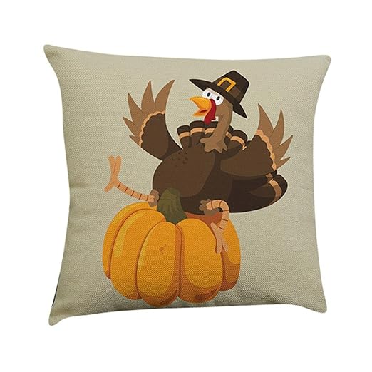 Gotd Thanksgiving Theme Decorations Decor Throw Pillow Case Sofa Waist Throw Cushion Cover Home Decor Square 45cm x 45cm 18inch x 18inch (B)