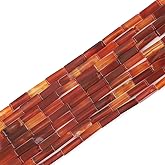 BEADIA Natural Red Agate Tube Beads Rectangle 4x13mm 40cm/Strand Stone Beads for Jewelry Making