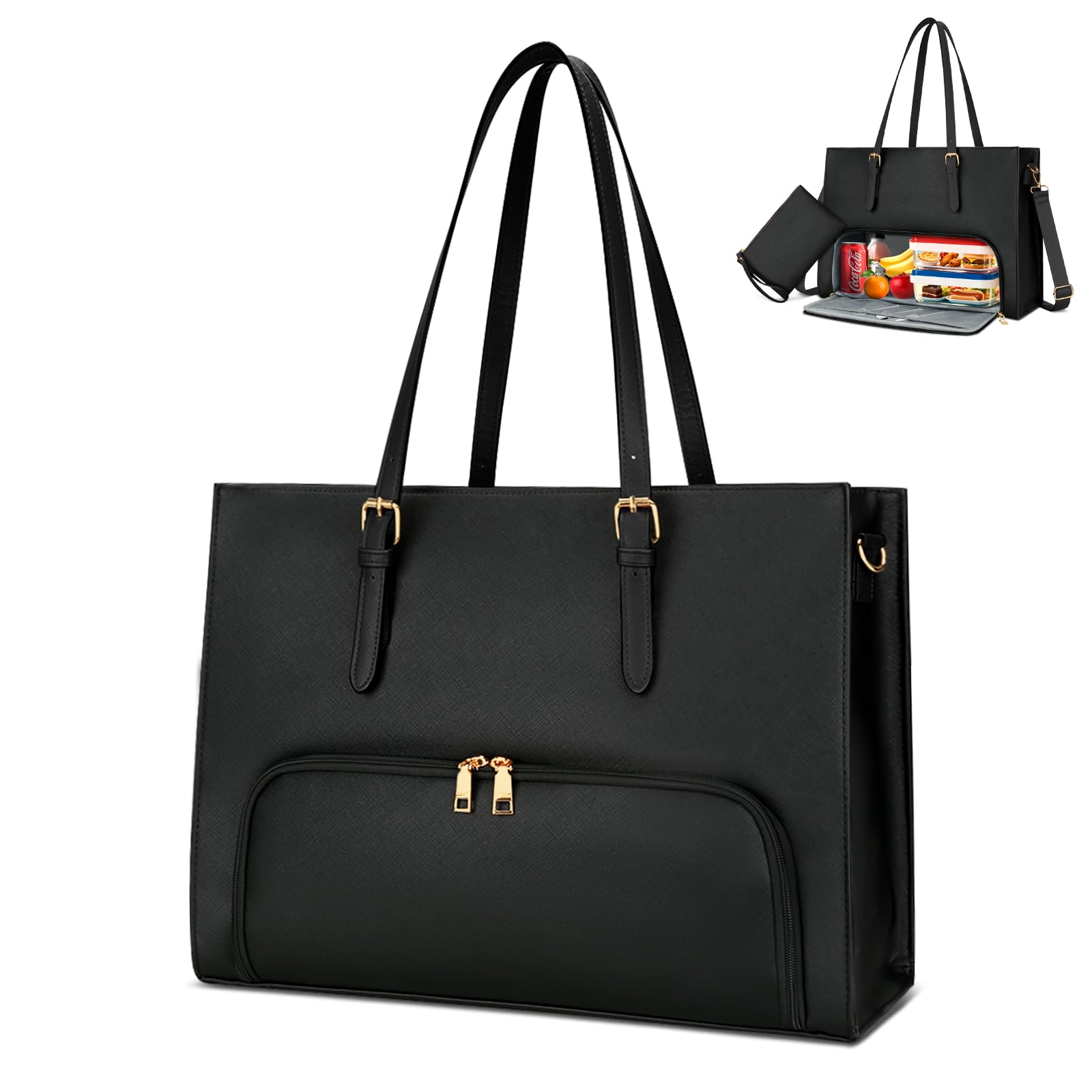 View 1 of ***MINOR DAMAGE*** KKXIU Lunch Tote Bag for Women 15.6 Inch Laptop Briefcase Work Bag with Insulated Lunch Compartment Messenger Handbags for Business, Work, Nurse, Office, Collage, Casual, Gift for Women