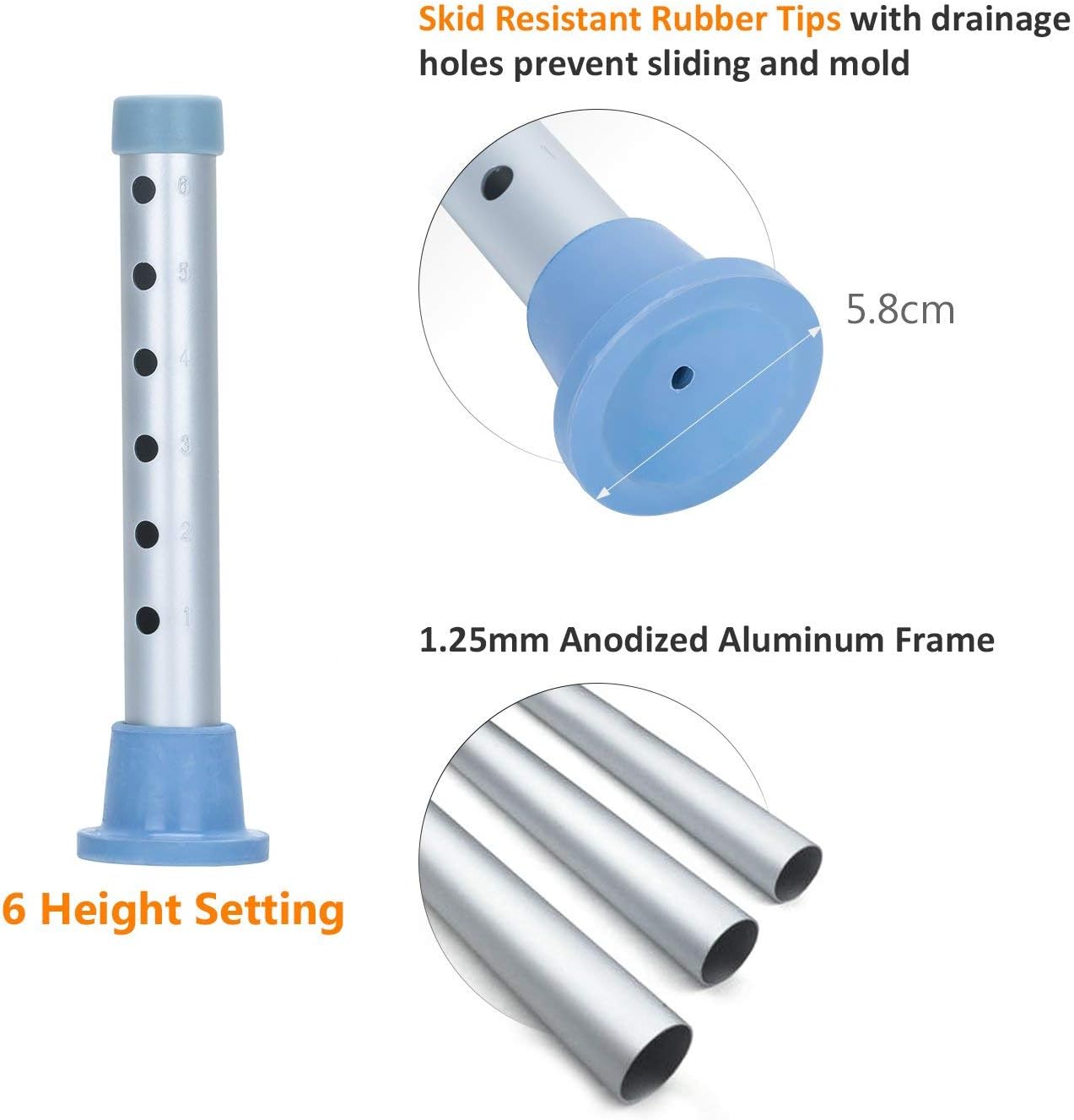 OasisSpace Shower Chair, Adjustable Bath Stool with Free Assist Grab Bar - Medical Tool Free Anti-Slip Bench Bathtub Stool Seat with Durable Aluminum Legs for Elderly, Senior, Handicap & Disabled: Health & Personal Care