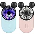 Kbinter Cute Personal Mini Fan, Handheld & Portable USB Rechargeable Fan with Beautiful LED Light, 3 Adjustable Speeds, Porta