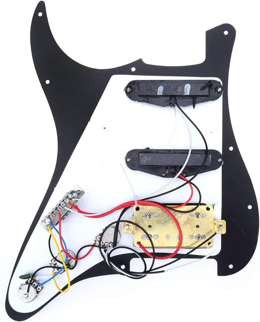 Musiclily 11 Hole SSH Loaded Strat Prewired Pickguard with Single Coil Humbucker Pickups Set for Strat ST Style Electric Guitar,3Ply Black - Image 3